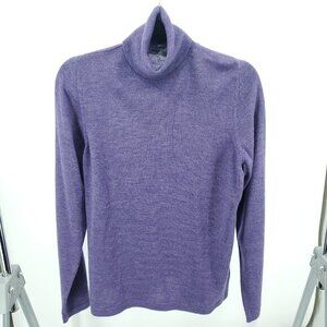Linea Donna 100% Extra Fine Merino Wool Turtleneck Sweater XL Purple
